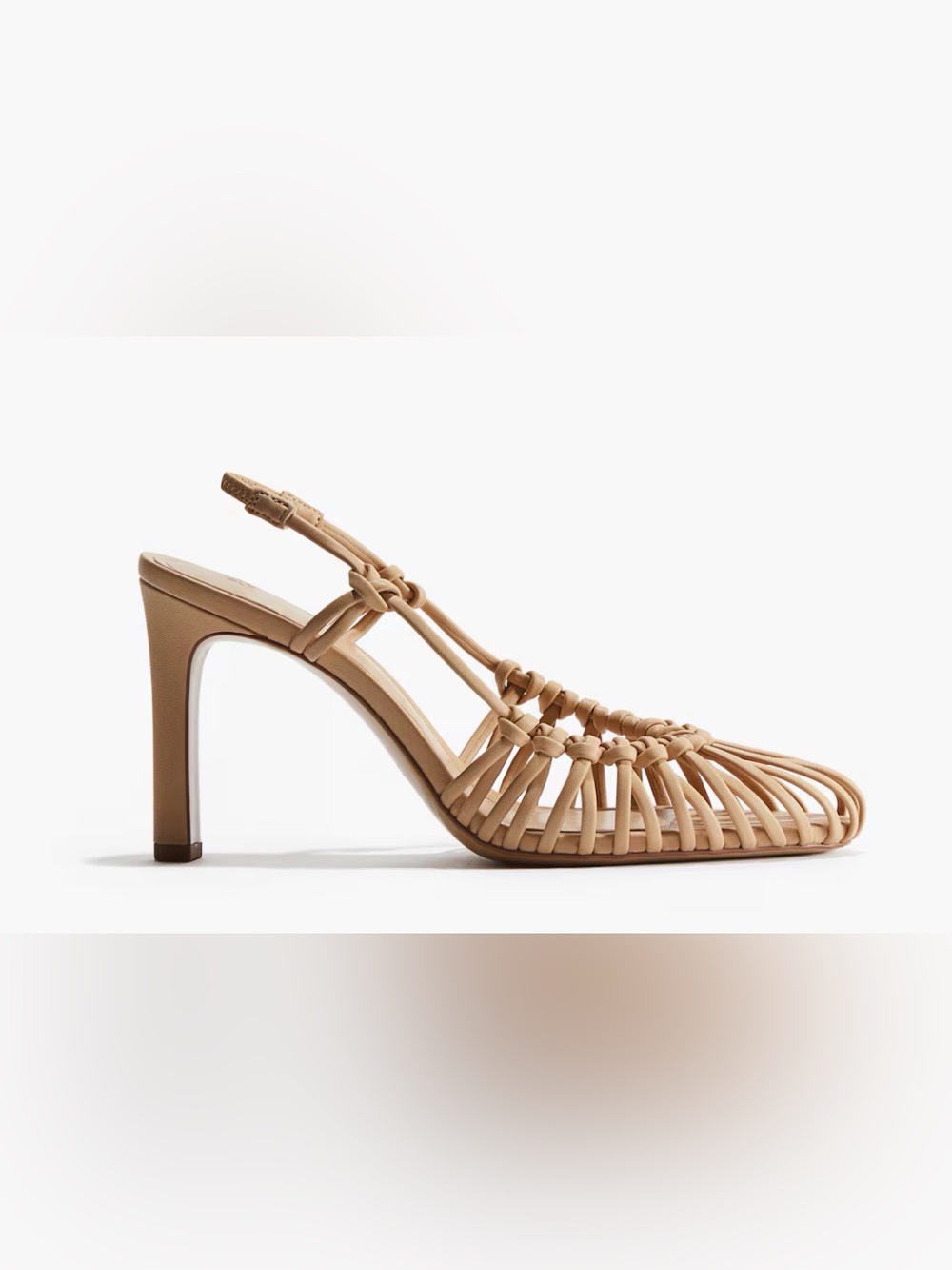 H&M Camel Heeled Slingbacks With Knots Size 9
